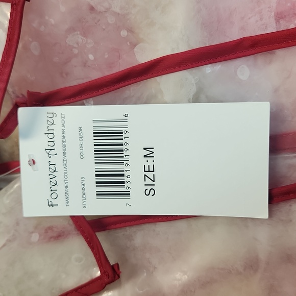 Forever Audrey Clear Rain Coat With Red Trim NWT Multiple Sizes - Picture 5 of 5